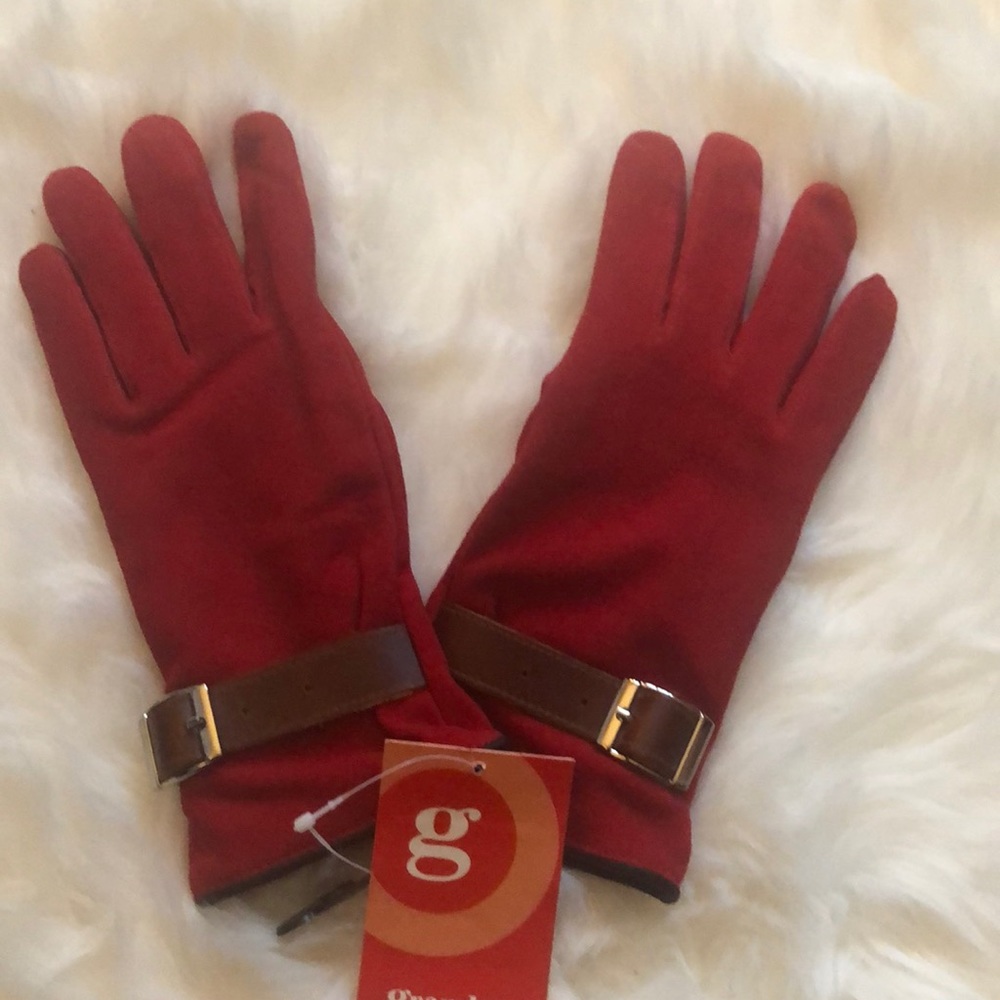 Grandoe waterblock Red Suede cashmere gloves Large